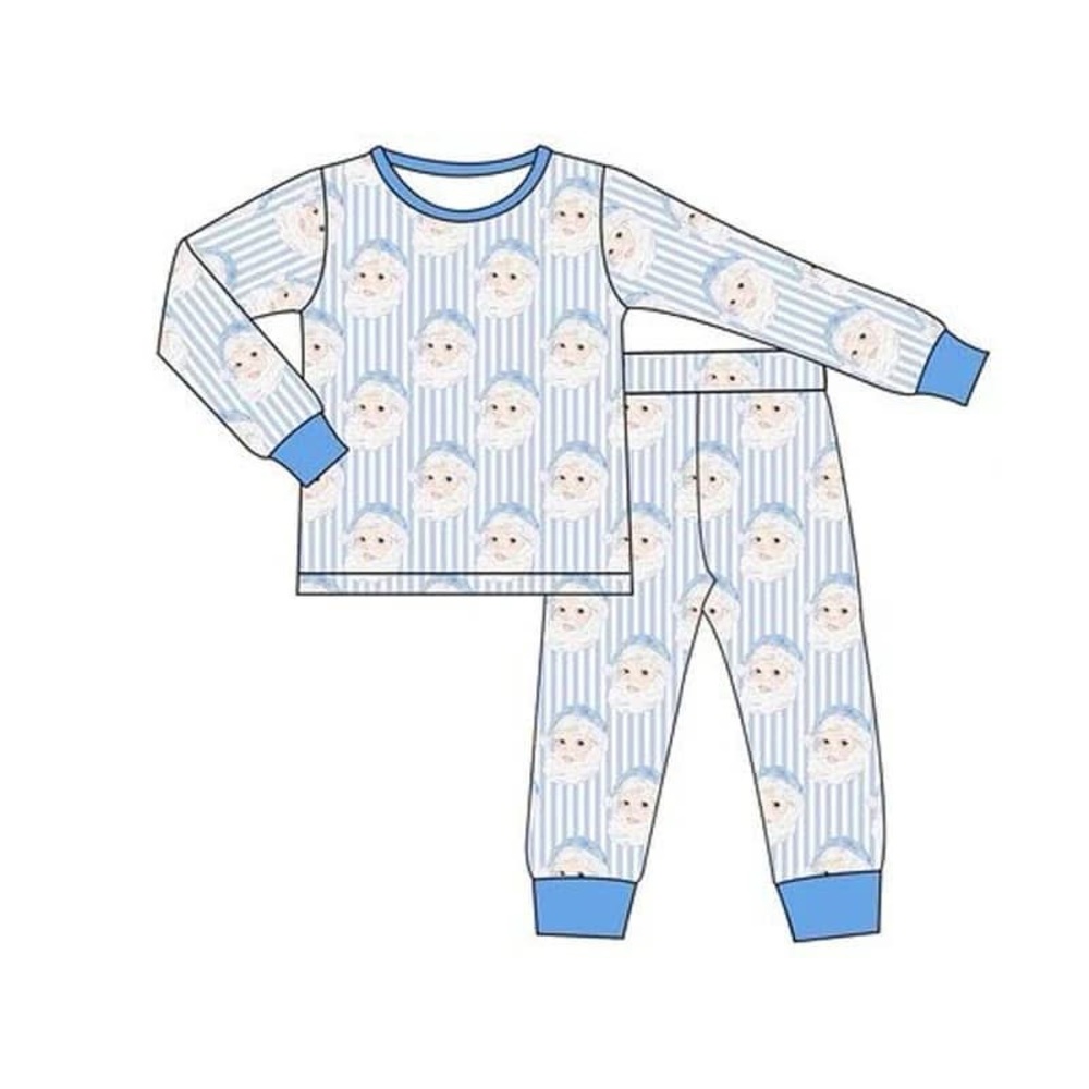 Blue and White Infant Santa Pajama Set